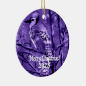 Kerst Ornament Blauw Jay Abstract Art Paarse (Rechts)