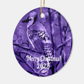 Kerst Ornament Blauw Jay Abstract Art Paarse (Links)