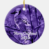 Kerst Ornament Blauw Jay Abstract Art Paarse (Achterkant)