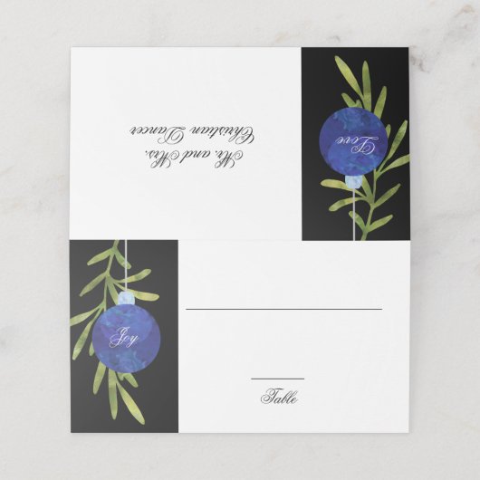 Kerst ornament | Blauw | Ontvangst van weddenschap Plaatskaartje (Buitenkant ongevouwen)