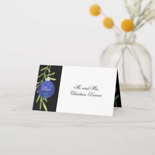 Kerst ornament | Blauw | Ontvangst van weddenschap Plaatskaartje (Achterkant)