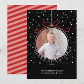 Kerst Ornament Bow Foto Kerst Feestdagenkaart (Voorkant / Achterkant)