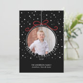 Kerst Ornament Bow Foto Kerst Feestdagenkaart (Staand voorkant)