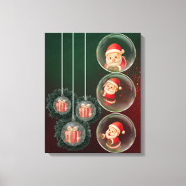 Kerst Ornament Canvas Muurkunst – Santa Design