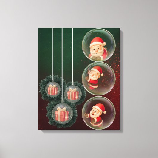 Kerst Ornament Canvas Muurkunst – Santa Design (Voorkant)
