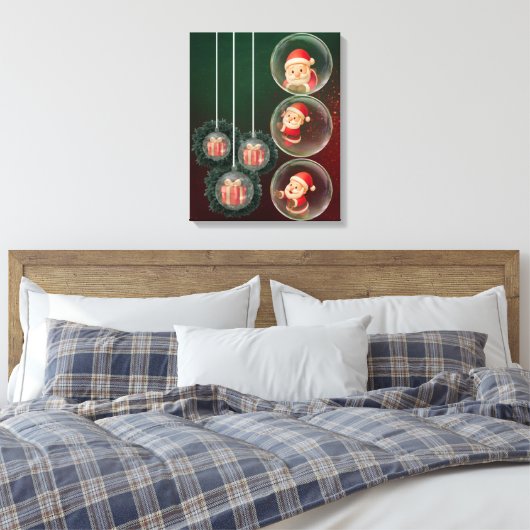 Kerst Ornament Canvas Muurkunst – Santa Design (Insitu (Slaapkamer))