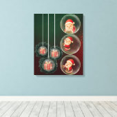 Kerst Ornament Canvas Muurkunst – Santa Design (Insitu (Houten vloer))