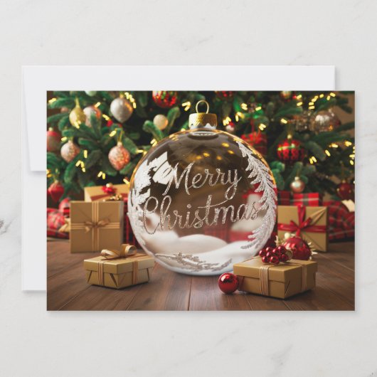Kerst Ornament Crystal Ball 3 Feestdagenkaart (Voorkant)