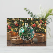 Kerst Ornament Crystal Ball Feestdagenkaart (Staand voorkant)