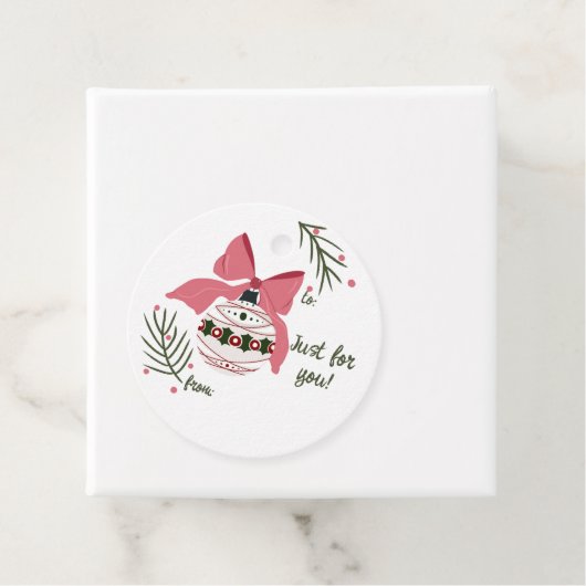 Kerst Ornament en boog Gift Label (In situ)