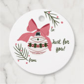 Kerst Ornament en boog Gift Label (Voorkant)