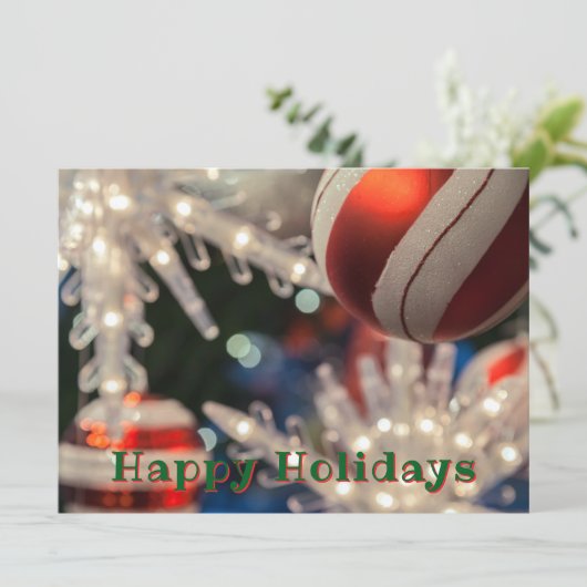 Kerst ornament en licht feestdagenkaart (Staand voorkant)