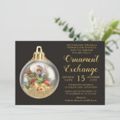 Kerst Ornament Exchange Floral Bird Bauble Kaart (Staand voorkant)