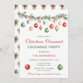 Kerst Ornament Exchange Party Garland Kaart (Voorkant / Achterkant)