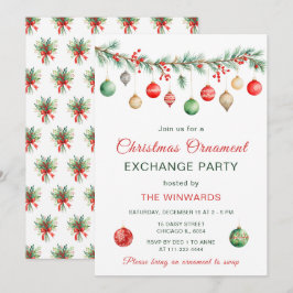 Kerst Ornament Exchange Party Garland Kaart