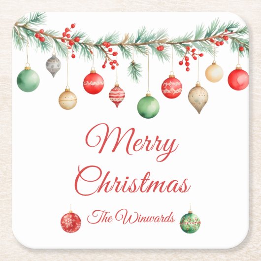 Kerst Ornament Exchange Party Garland Kartonnen Onderzetters (Voorkant)
