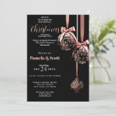 Kerst Ornament Exchange Roze en Zwart Kaart (Staand voorkant)