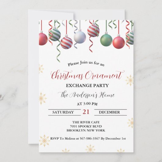 Kerst Ornament Exchange Vakantie feest Kaart (Voorkant)