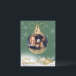 Kerst Ornament Foto Sneeuwvlokken Modern Budget Feestdagenkaart<br><div class="desc">gouden kerst ornament met uw favoriete foto toegevoegd om te personaliseren voor al uw familie & vrienden. De perfecte kaart voor de persoon met een budget.</div>