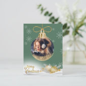 Kerst Ornament Foto Sneeuwvlokken Modern Budget Feestdagenkaart (Staand voorkant)
