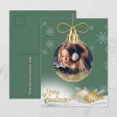 Kerst Ornament Foto Sneeuwvlokken Modern Budget Feestdagenkaart (Voorkant / Achterkant)