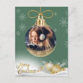 Kerst Ornament Foto Sneeuwvlokken Modern Budget Feestdagenkaart (Voorkant)