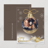 Kerst Ornament Foto Sneeuwvlokken Modern Feestdagenkaart (Voorkant / Achterkant)