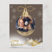 Kerst Ornament Foto Sneeuwvlokken Modern Feestdagenkaart (Voorkant)