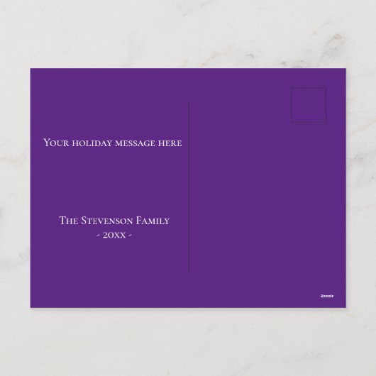 Kerst Ornament Foto Sneeuwvlokken Modern Paarse Feestdagenkaart (Achterkant)