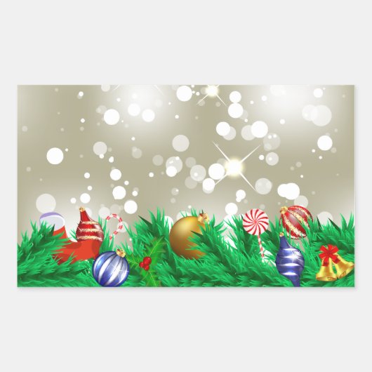 Kerst Ornament Glitter Rechthoekige Sticker (Voorkant)
