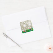 Kerst Ornament Glitter Vierkante Sticker (Envelop)