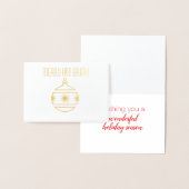 Kerst Ornament Gouden Folie Vakantie Kaart (Display)