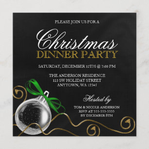 Kerst-ornament Green Bow Dinner Party Kaart