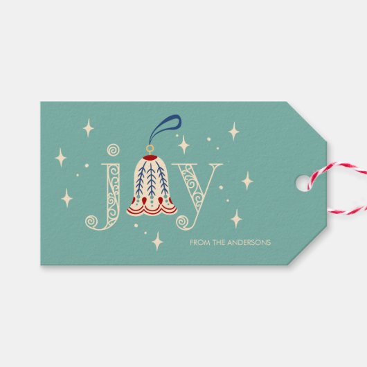 Kerst Ornament Joy Holiday Cadeaulabel (Voorkant (Horizontaal))
