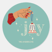 Kerst Ornament Joy Holiday Ronde Sticker (Voorkant)