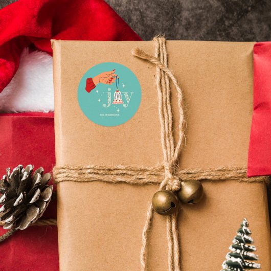Kerst Ornament Joy Holiday Ronde Sticker