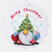 Kerst Ornament Kaart Gnoom met Cadeaus (Achterkant)