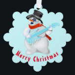 Kerst Ornament Kaart Snowmans met gitaar<br><div class="desc">Kerst Ornament Kaarten met Snowmans met Gitaar Merry Christmas Party Fun Drawing - Kies / Voeg uw unieke tekst / naam / kleur - Maak uw speciale cadeau - Formaat wijzigen en verplaatsen of verwijderen en toevoegen van elementen / tekst met aanpassingstool! Tekenen en ontwerpen door MIGNED. Zie mijn andere...</div>