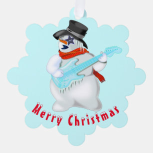 Kerst Ornament Kaart Snowmans met gitaar