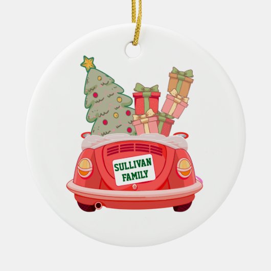Kerst Ornament Keepsake met Familie Auto (Voorkant)