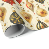 Kerst Ornament Kleurrijk Goud Design Cadeaupapier (Rol Hoek)