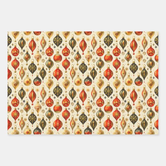 Kerst Ornament Kleurrijk Goud Design Inpakpapier Vel (Voorkant 2)