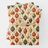 Kerst Ornament Kleurrijk Goud Design Inpakpapier Vel (In situ)