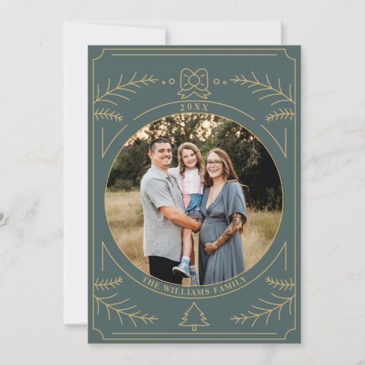 Kerst ornament lijn art foto kaart (Voorkant)