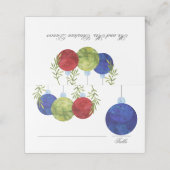 Kerst ornament | Meerdere kleuren op wit |Weddensc Plaatskaartje (Buitenkant ongevouwen)