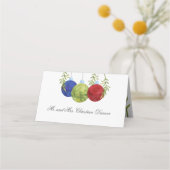 Kerst ornament | Meerdere kleuren op wit |Weddensc Plaatskaartje (Achterkant)