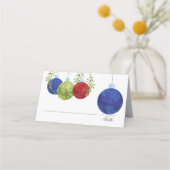 Kerst ornament | Meerdere kleuren op wit |Weddensc Plaatskaartje (Voorkant)