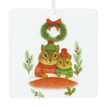 Kerst ornament met eekhoornmoeder en -kind in fant
