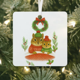 Kerst ornament met eekhoornmoeder en -kind in fant