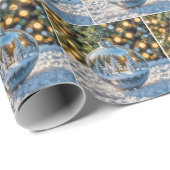 Kerst ornament met een winter bos scène cadeaupapier (Rol Hoek)